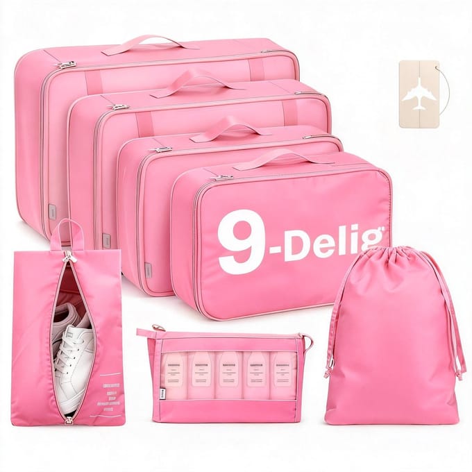 BOTC Packing Cubes Set 9-Delig - koffer organizer set - koffer organizer - Kleding organizer voor koffers, tassen en backpack - Roze
