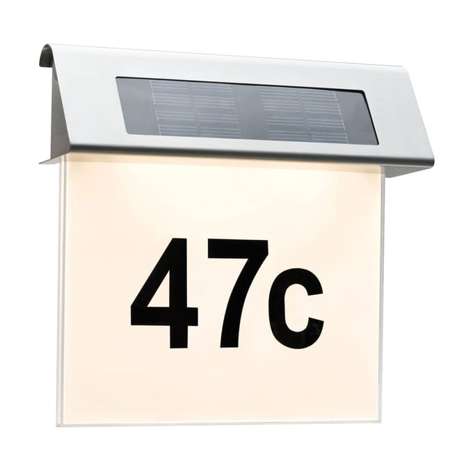 Paulmann 93765 Huisnummerlamp op zonne-energie Energielabel: A (A - G) 0.2 W Warmwit RVS, Wit