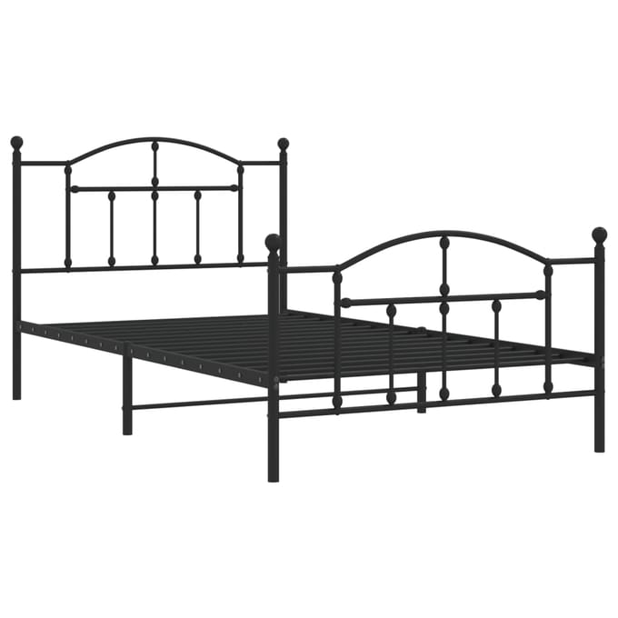 vidaXL - Bedframe - met - hoofd- - en - voeteneinde - metaal - zwart - 107x203 - cm