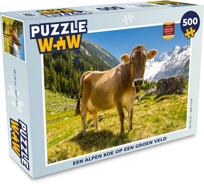 Puzzel Koe - Sneeuw - Alpen - Legpuzzel - Puzzel 500 stukjes