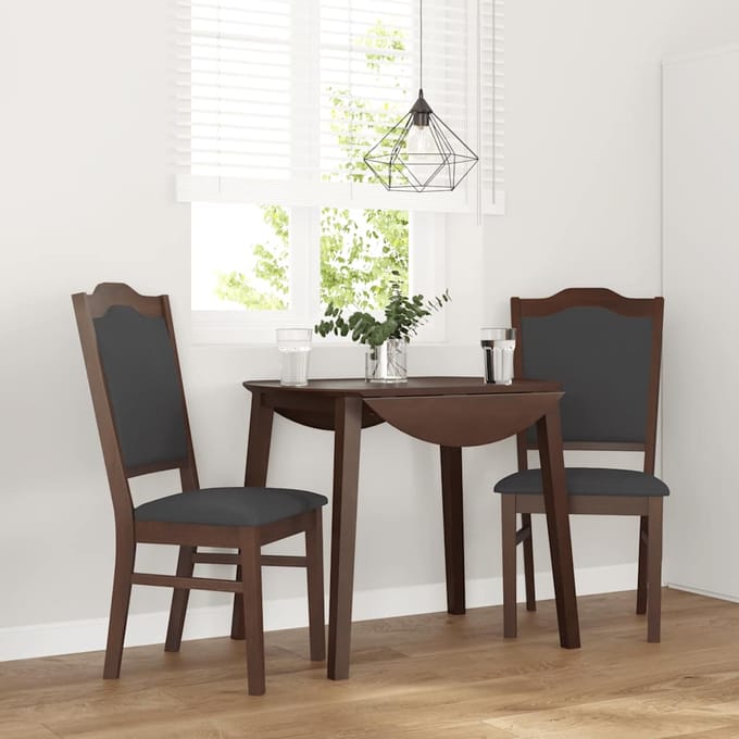 vidaXL - Eetkamerstoelen - met - kussens - 2 - stuks - bruin - massief - hout - rubber