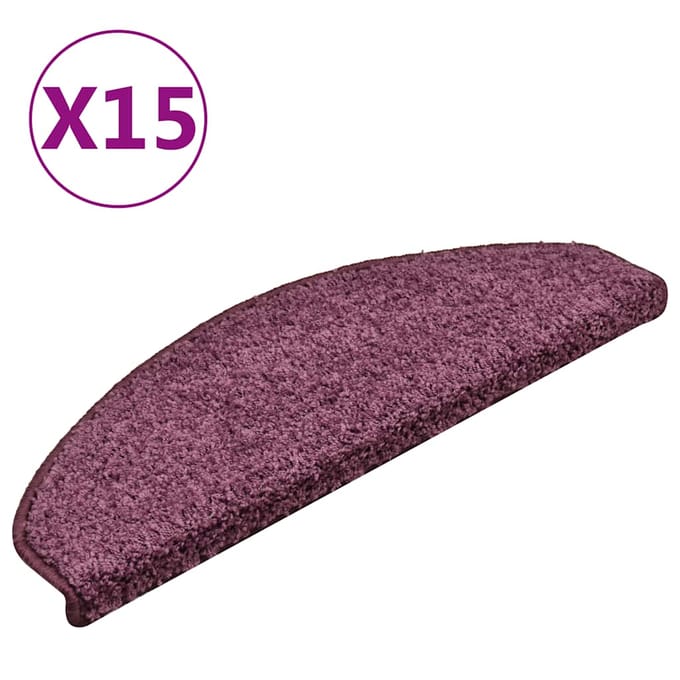 vidaXL - Trapmatten - 15 - st - 65x21x4 - cm - Donkerpaars - Halfrond - Groot