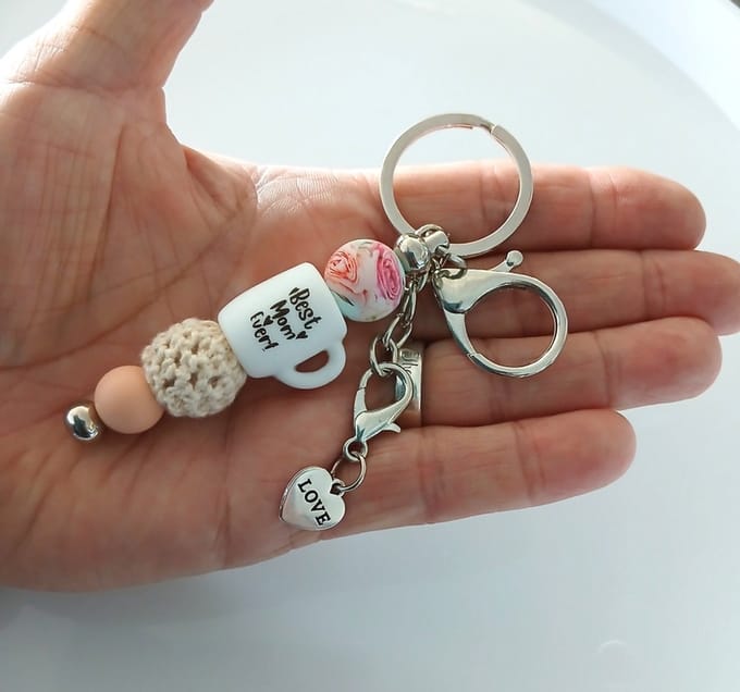 Sleutelhanger, tashanger met kralen | best mom ever | moederdag | verjaardag.