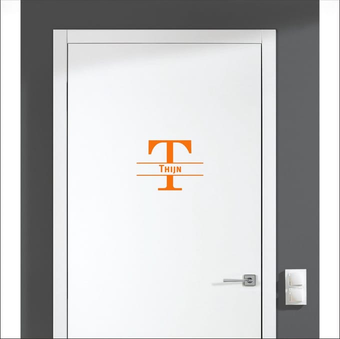 Deursticker Met Naam -  Thijn - Oranje
