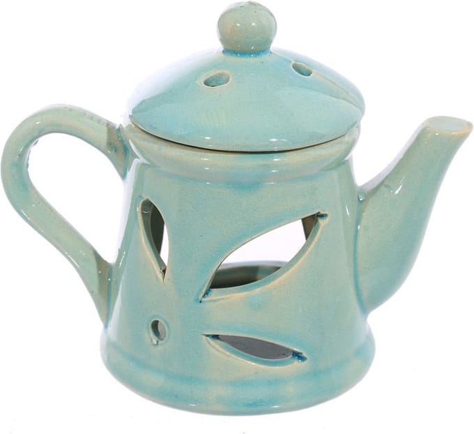 Keramiek Theepot Geurbrander met deksel ( Aqua )