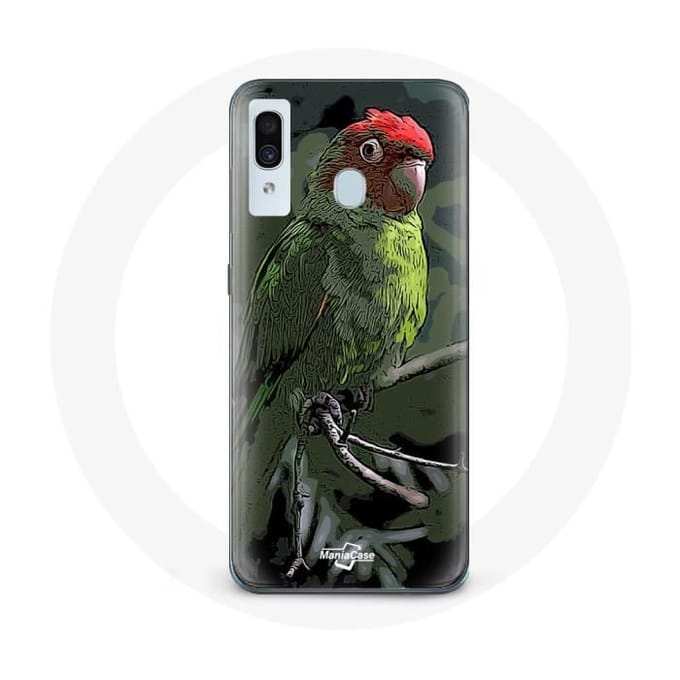 Coque pour Samsung Galaxy A20 Pionus Perroquet Rouge Vert