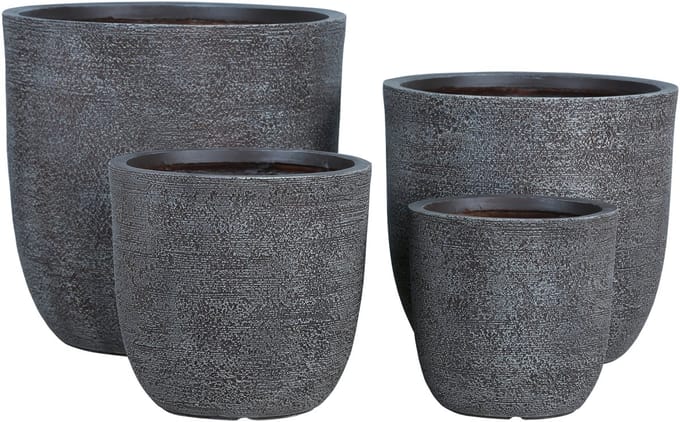 PTMD Delsey Brown GRC Structure Pot Set Of 4