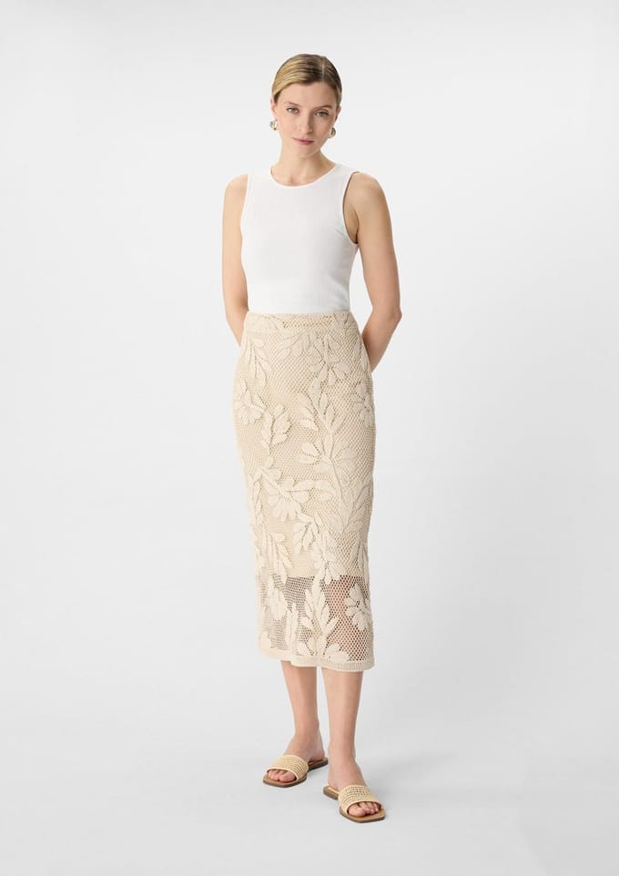 Aangesloten midi-lace rok met ondoorzichtige voering dames COMMA