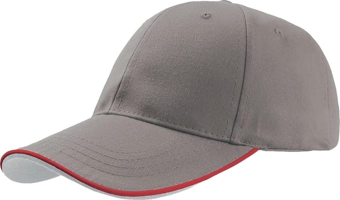 Atlantis Zoom Piping Sandwich Sport 6 Paneel Contrast Baseball Cap (Grijs)