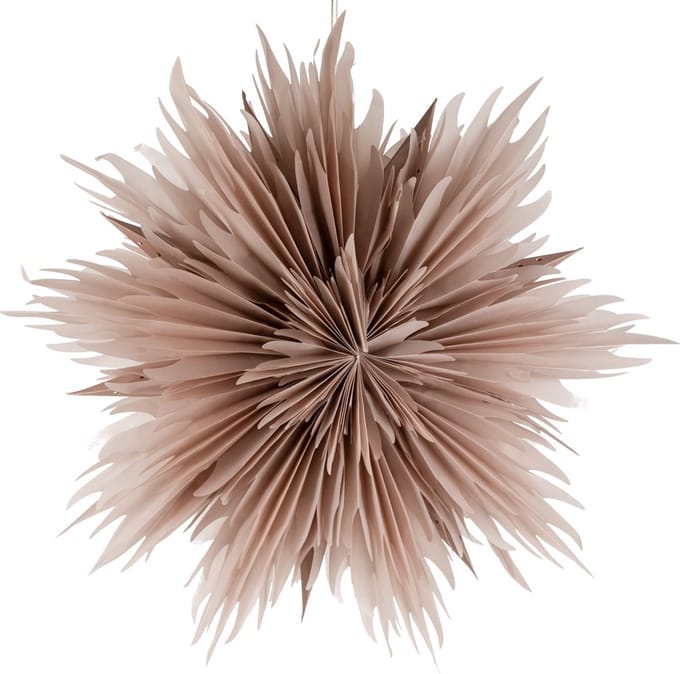 Kerstster star 60cm roze met pendel