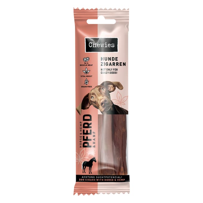 Dubbelpak: 2x75g Chewies hondensigaren paard & Hennep hondensnacks