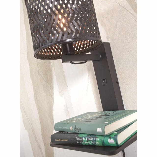 GOOD&MOJO Wandlamp Java - Bamboe Zwart - 30x22x52cm - Binnen Modern