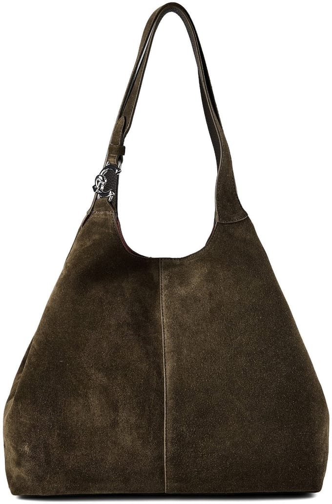 COCCINELLE Leren schoudertas C-Easy Suede Handbag Fango / Fango donkergroen