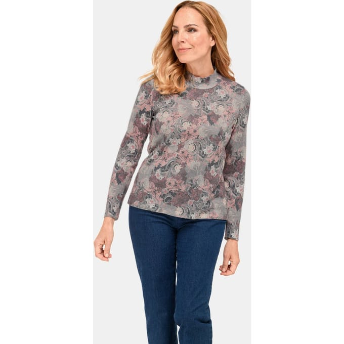 Gedessineerde pullover - rosé / gedess. - Gr. 52 van Goldner Fashion