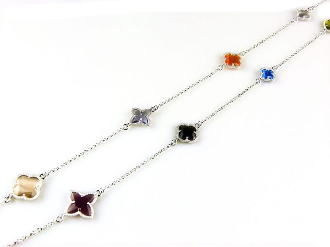 model Fiori gemengde motieven collier in zilver multicolor