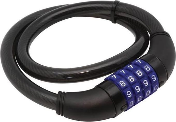 Perel Fietsslot met 4-cijferige code, Ø12 mm stalen kabel, fietsbeveiliging