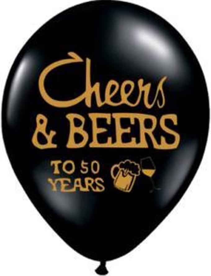 Ballon 50 jaar Cheers and Beers, 10 stuks