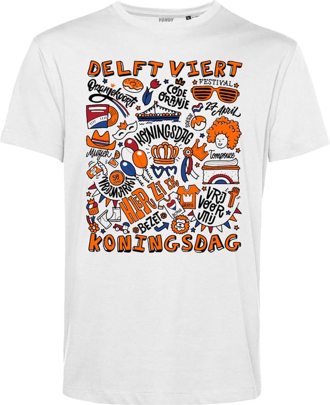 T-shirt Delft Oranjekoorts | Wit | maat M
