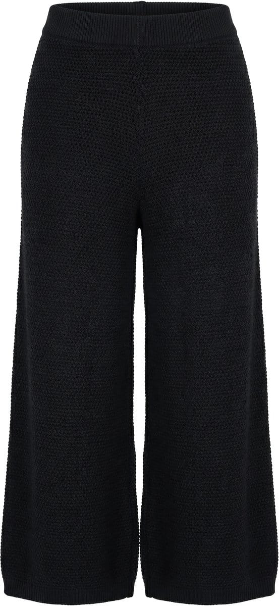 Studio Untold - Dames - Broek wijde rechte pijpen breisel met structuur - Zwart - Maat 54+