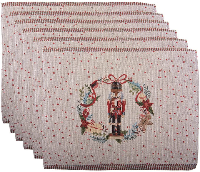 Clayre & Eef Placemats Set van 6 33x45 cm Beige Polyester