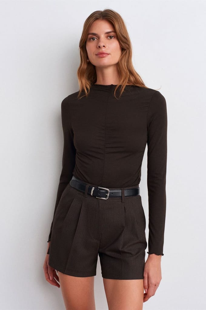 Slim Fit Langarm Jersey Blouse