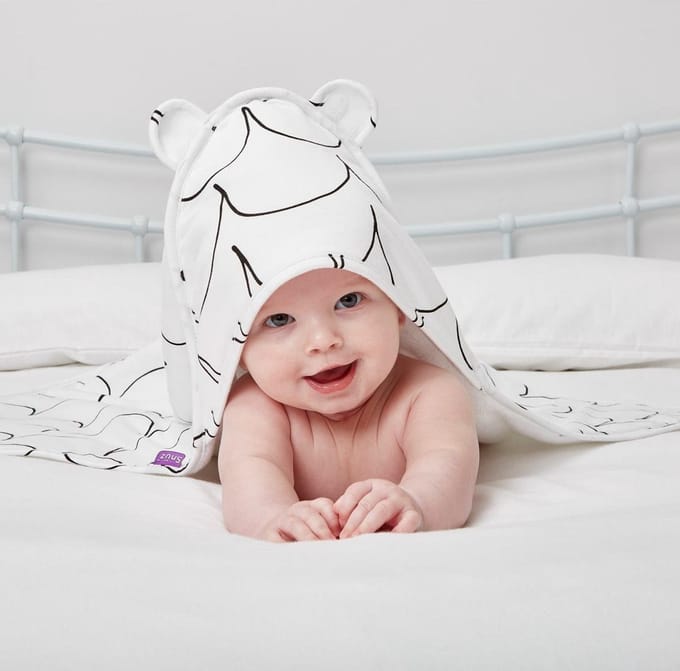 Snuz Baby Hooded handdoek - Wave Mono