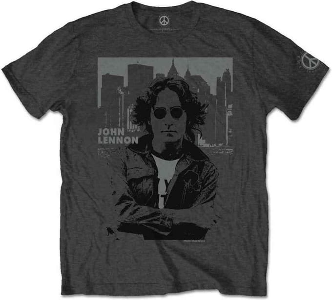 John Lennon - Skyline Heren T-shirt - M - Grijs