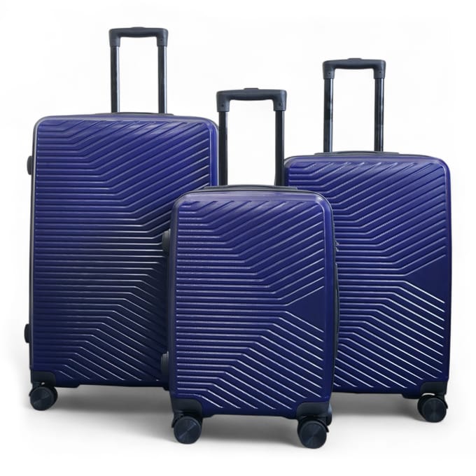 Harde marineblauwe koffer, robuuste 8-wiel handbagagekoffer