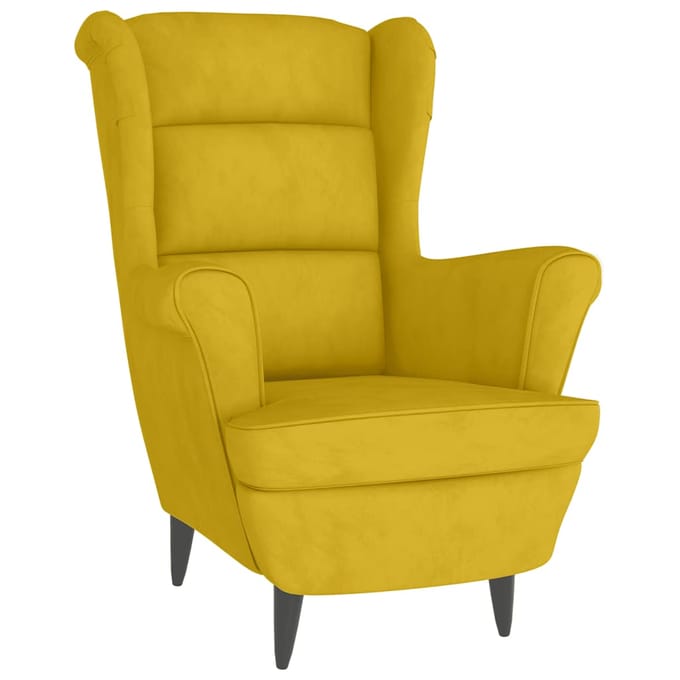 vidaXL - Fauteuil - met - voetenbank - fluweel - mosterdgeel