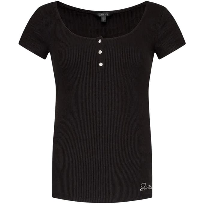 GUESS Ss Karlee Jewel Btn Jet Black A996 Größe: S | Hemden Outlet | Damen | Schwarz