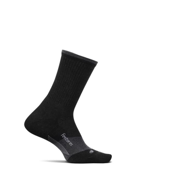 Feetures - Trail Max Cushion Mini Crew Charcoal - Donkergrijs / MEDIUM