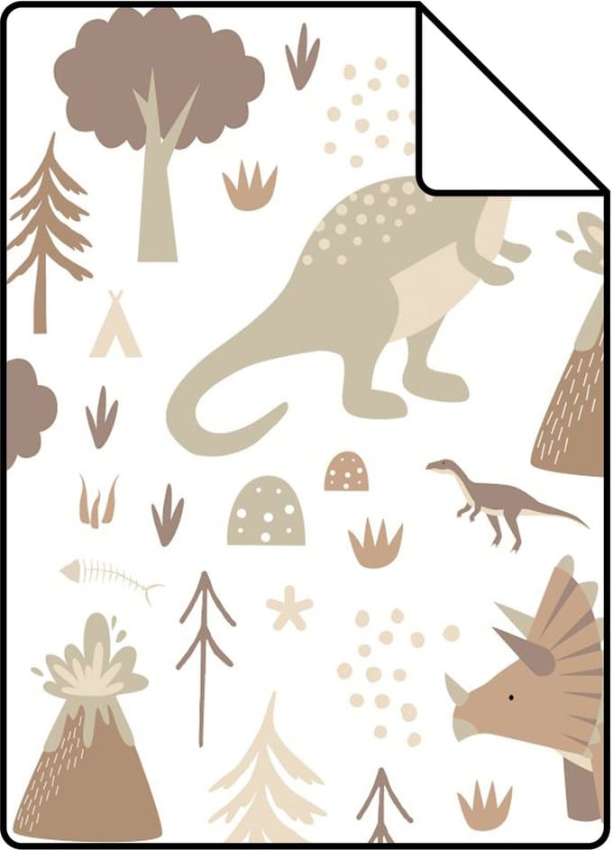Proefstaal ESTAhome behang dinosaurussen bruin - 26.5 x 21 cm - 131355-S