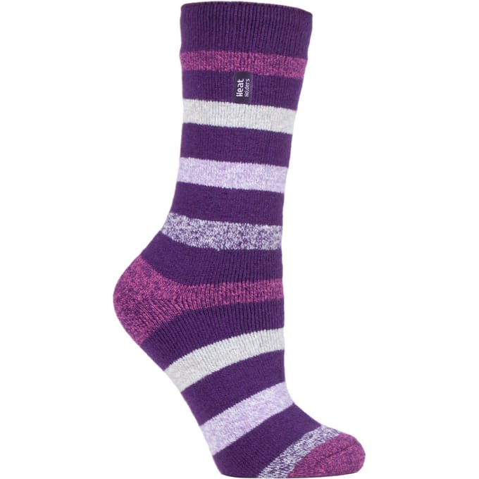 Heat Holders Lite - Geïsoleerde thermo damessokken - Purple Stripe (Jasmine)