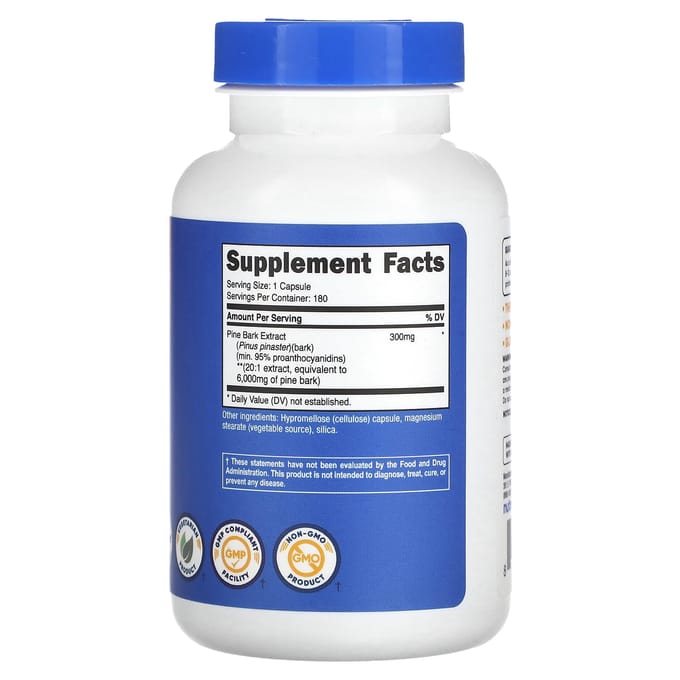 Nutricost, Pijnboomschors Extract, 6.000 mg, 180 Capsules