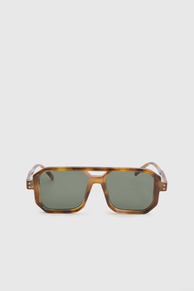 boohoo Dames Oversized Vierkante Aviator Zonnebril | Bruin