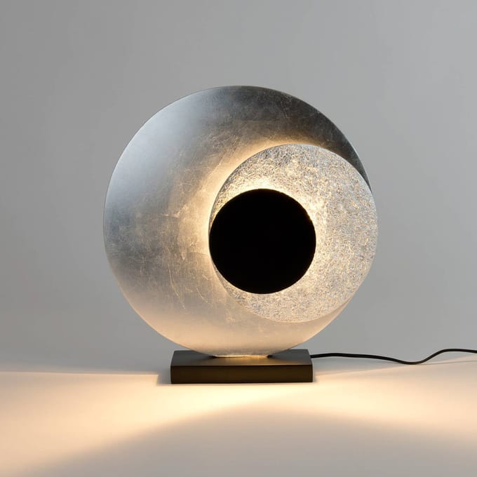 Holländer LED tafellamp La Bocca, zilver, hoogte 43 cm, 2-lamps, ijzer
