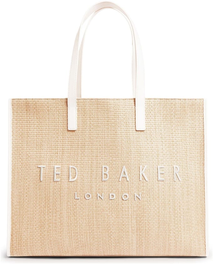 Ted Baker shopper Pallmer Faux Raffia Large Icon Bag Ivory beige