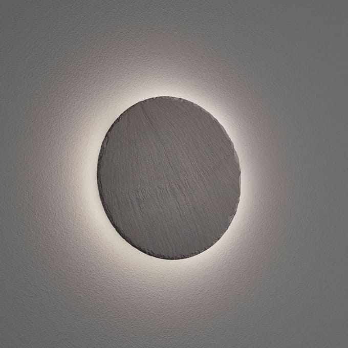 Trio Lighting LED wandlamp Raven van leisteen, rond