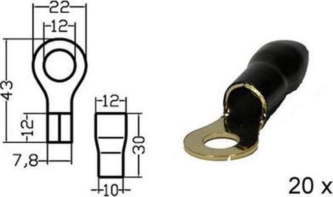 Kabelschoen   ring    verguld  zwart 20mmÂ²   diam 10mm