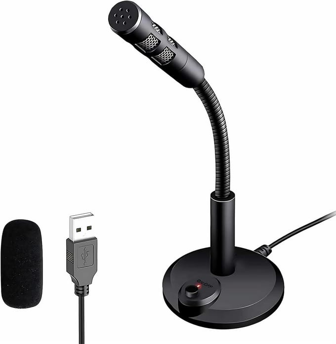 USB Desktop Microfoon met Mute Knop en LED - Plug & Play voor PC, Laptop, Gaming, Streaming en Podcast