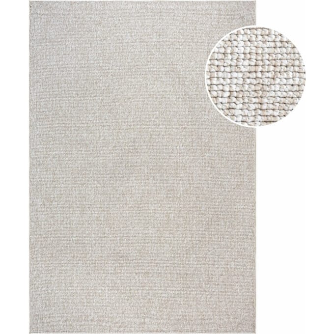Muratap Lora plus laagpolig effen vloerkleed geweven design beige creme- 80x150 cm