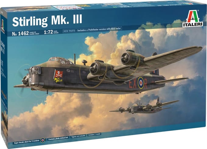 Italeri Modelbouwpakket Vliegtuigen - 1462 Stirling Mk. III Plane Plastic - 1:72 - Modelbouw