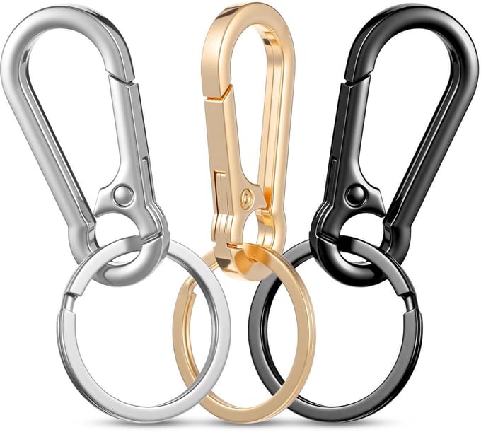 Dailygoods - Set van 3 metalen sleutelhangers met karabijnhaak