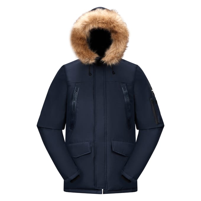 Heren Jas winter met Ballin Est. 2013 Parka Philipp Print - Blauw - Maat S