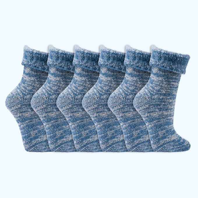 Wollen sokken | Thermo sokken | Kleur: Blauw | Diverse maten | 6 paar
