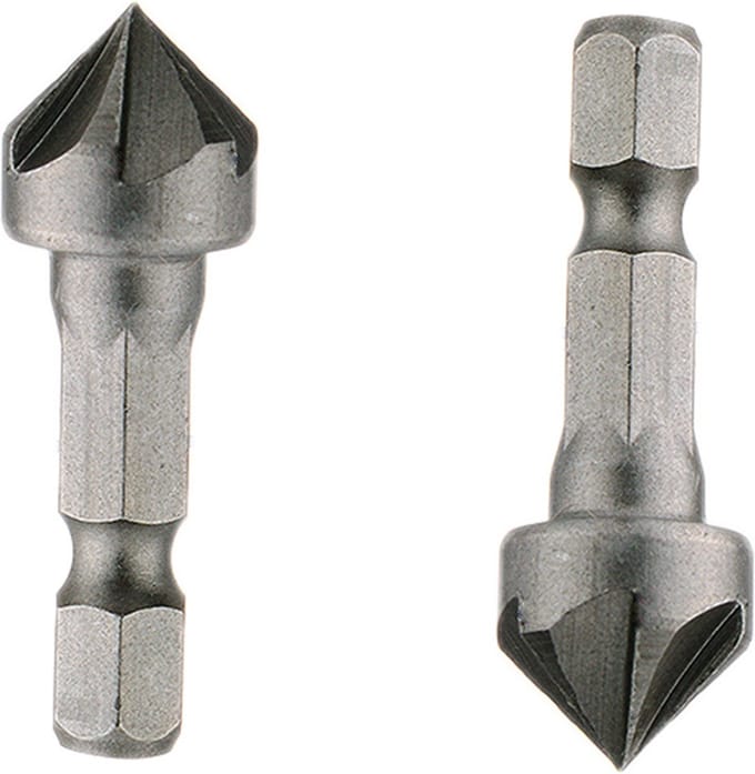 DW4Trading Verzinkboor 6-kant Schacht - Set van 2 - Ontbramen - Wolfraam Staal - Opname Hex 1/4"