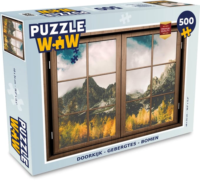 Puzzel Doorkijk - Berg - Boom - Legpuzzel - Puzzel 500 stukjes
