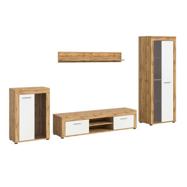 Jam woonkamercombinatie wit melamine Wotan eiken NB - 35x310x169cm