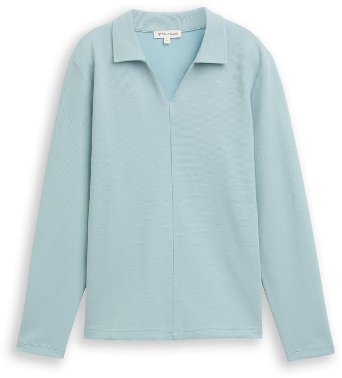 Tom Tailor - Shirt met lange mouwen en polokraag - Maat S - white moss