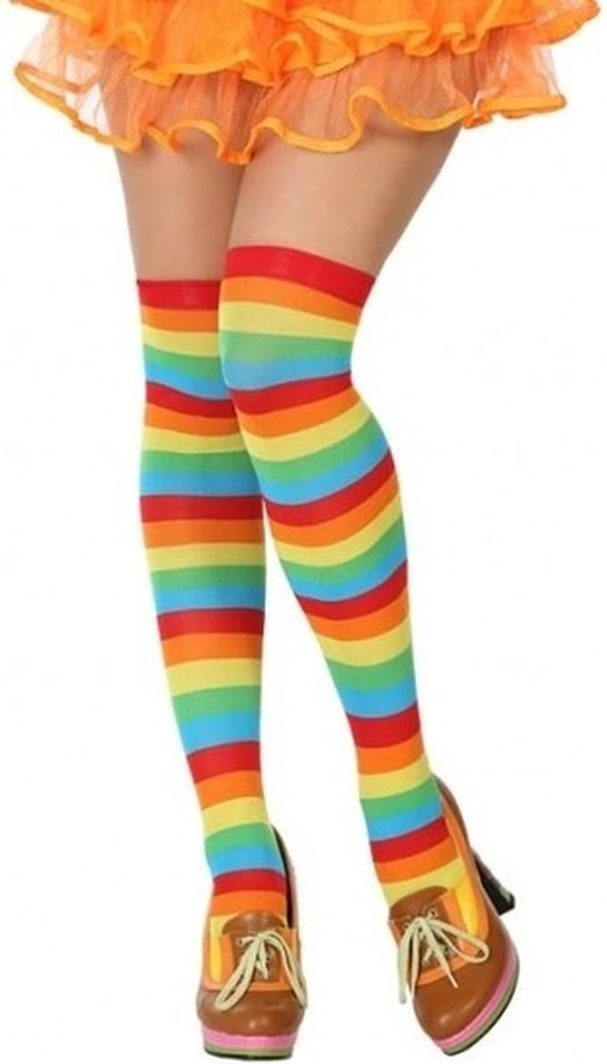 Atosa verkleed kousen - polyester - clown/carnaval - met antislip rand - mt 38/42